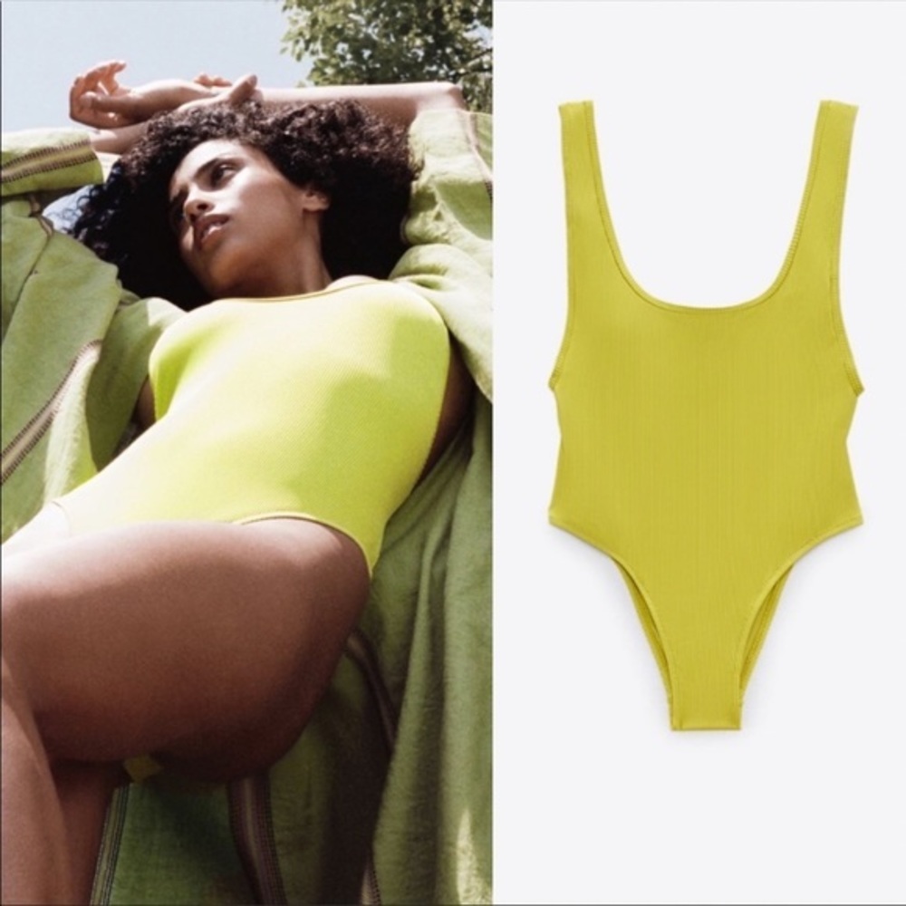 Zara Yellow One Piece Swimsuit